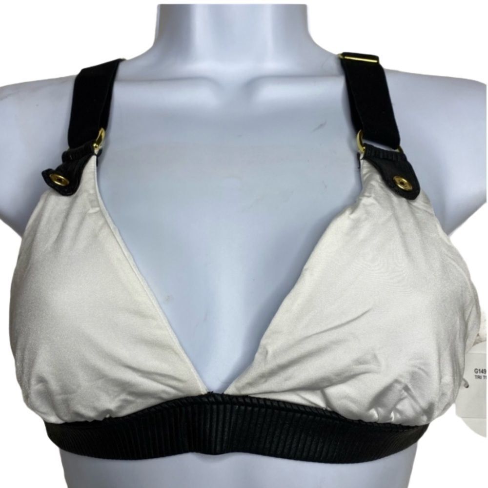 Beach Bunny Black White Tri Bikini Top NWT
